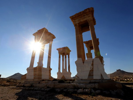 Một góc thành phố cổ Palmyra ngày 31/3/2016.